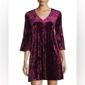 Eliza J crushed velvet bell sleeve Whimsigoth shift dress  6 Fairycore romantic